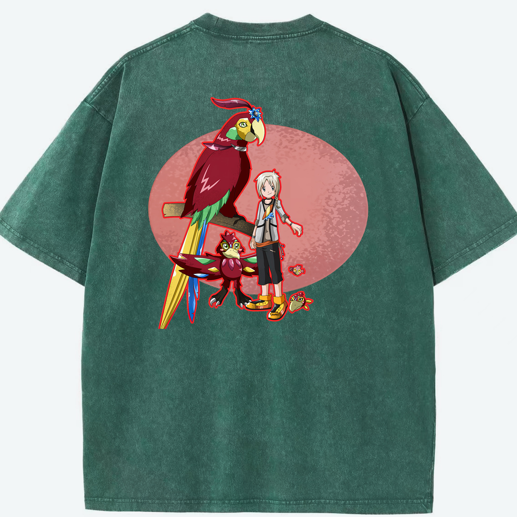 （画像用） Digimon デジタルモンスター/デジモン 綿100% ヴィンテージ風 半袖Tシャツ（背面プリント）